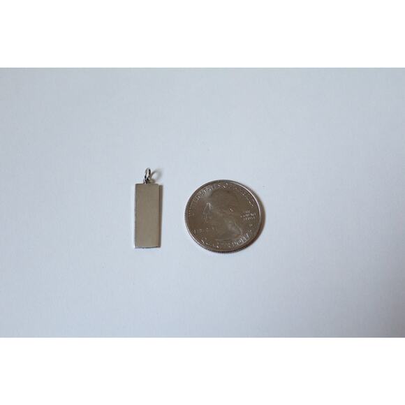 Sterling Silver Rectangle Pine Tree Charm with Moon Pendant - Picture 4 of 4